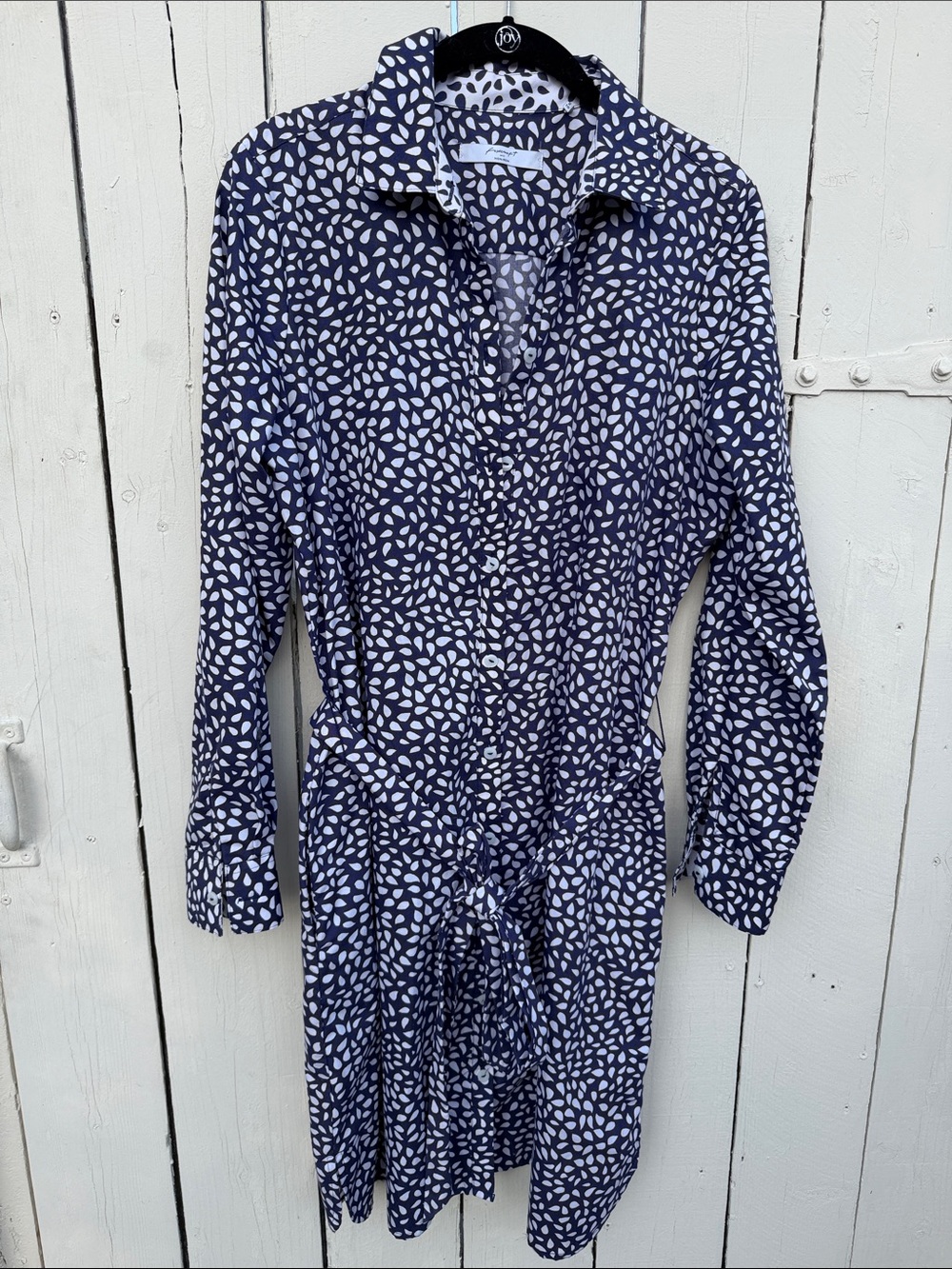 Foxcroft 100% Cotton Non-Iron Navy and White dress - Picture 3 of 4